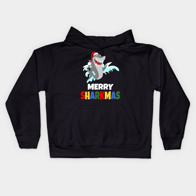 Merry Sharkmas Kids Hoodie by Work Memes